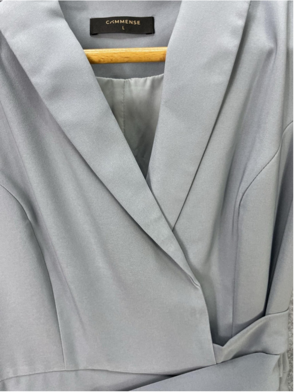 Commense Dress Womens Large Gray Sleeveless Belted Pleated Wrap Mini Blazer - Picture 6 of 13